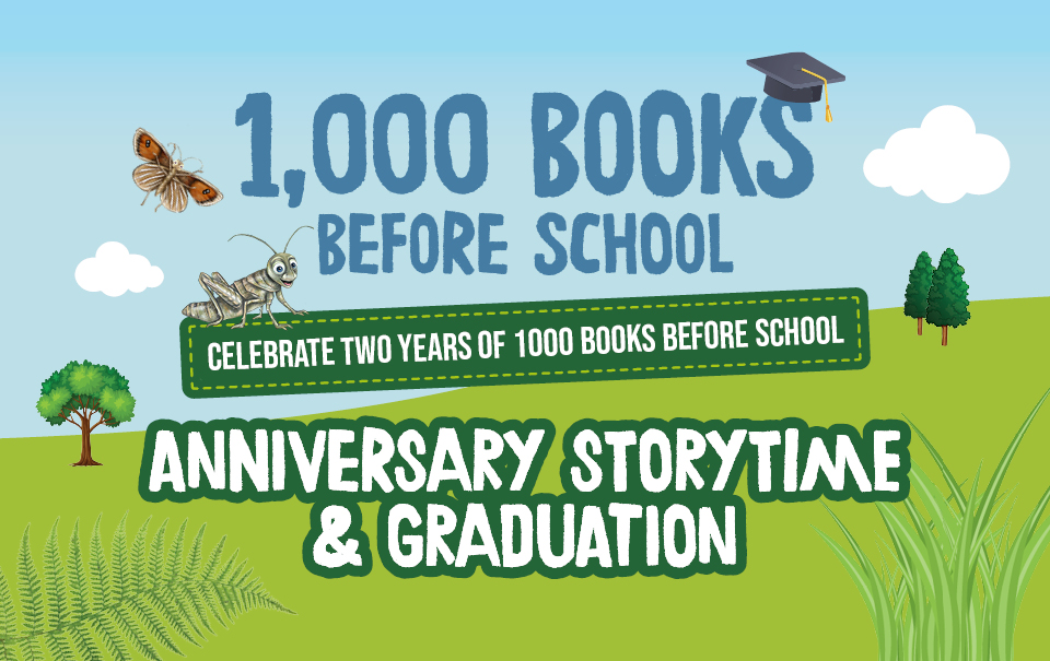 QLDC Libraries 1000 Books Before School Anniversary Website Tile Oct24